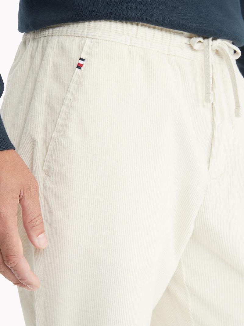 Férfi Tommy Hilfiger Essential corduroy Jogger Nadrág Fekete Fehér | HU 1129WNB